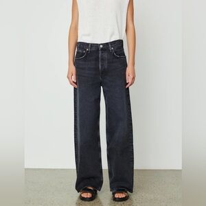 Agolde Low Slung Baggy Washed Black 29 EUC Wide Leg Soft